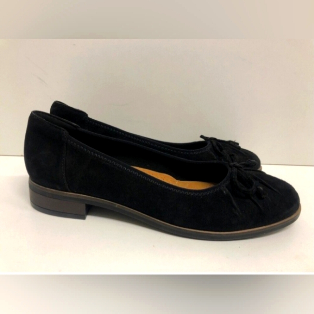 Clarks Black Flats with Bow Detail